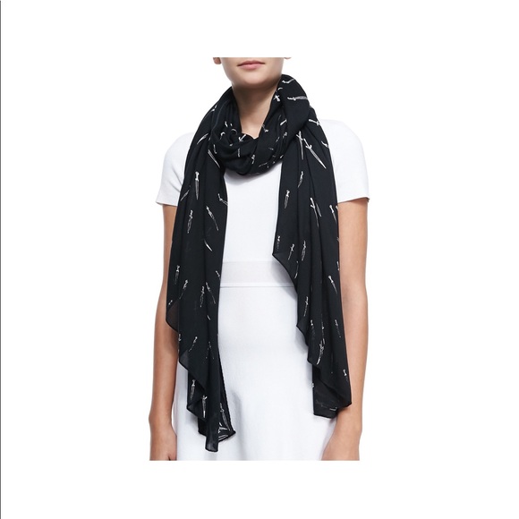 rag & bone Accessories - NWT Rag & Bone Black Embroidered Dagger Scarf rag & bone Accessories - NWT Rag & Bone Black Embroidered Dagger Scarf
